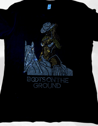 Image 1 of Unisex Rhinestone Bling Cowgirl Tee | Boots on the Ground Tshirt 