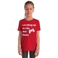 Image 2 of Kids, Youth, Boys and Girls Unisex Short Sleeve T-Shirt - Leveling Up in Life and game