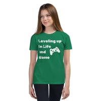 Image 4 of Kids, Youth, Boys and Girls Unisex Short Sleeve T-Shirt - Leveling Up in Life and game