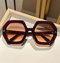 Deep Red Polygon Sunglasses 