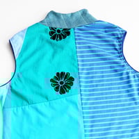 Image 6 of petals teal aquamarine courtneycourtney adult size m/l medium large mandarin collar tee tshirt top