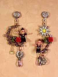 Image 1 of  Gothic, Steampunk, Earrings,  Jewelry, King Cake Babies, New Orleans, Flowers and Gears.