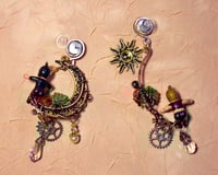 Image 3 of  Gothic, Steampunk, Earrings,  Jewelry, King Cake Babies, New Orleans, Flowers and Gears.