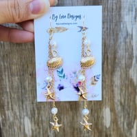 Image 3 of Lightweight Dangle Seashell Earrings | Dangle Starfish and Shell Earrings