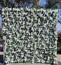 5D White Rose & Dark Green Foliage Flower Wall