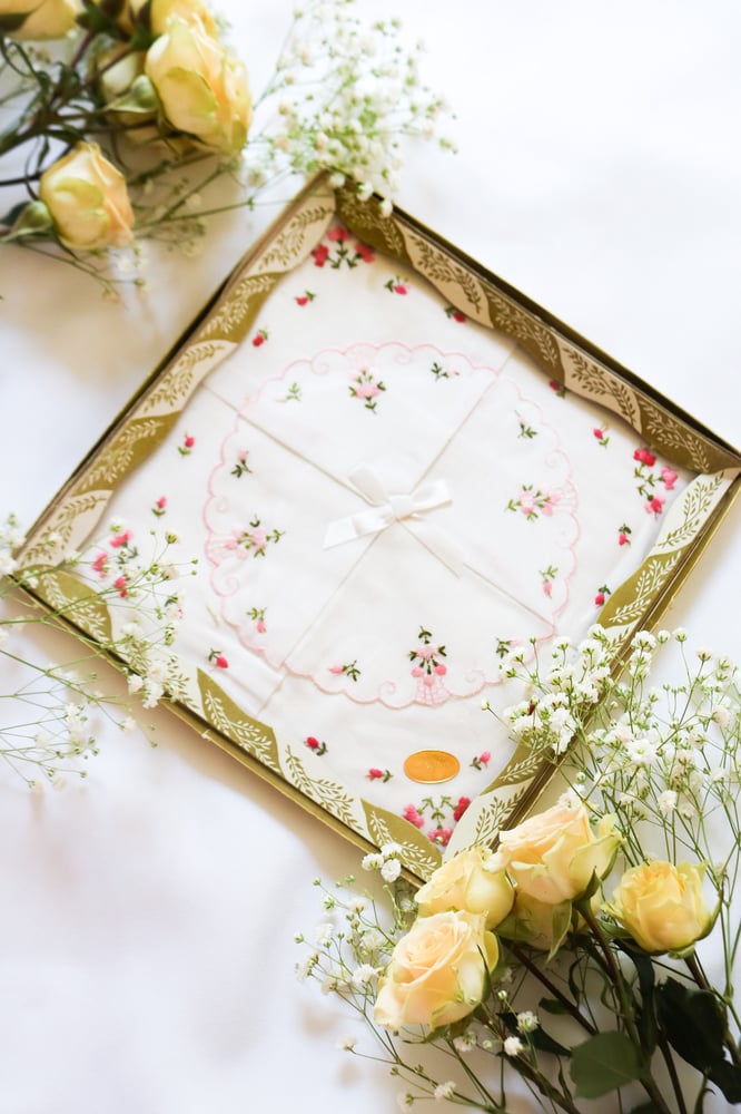 Image of Vintage NIB Set of Two Floral Cotton Tissues Made in Switzerland 