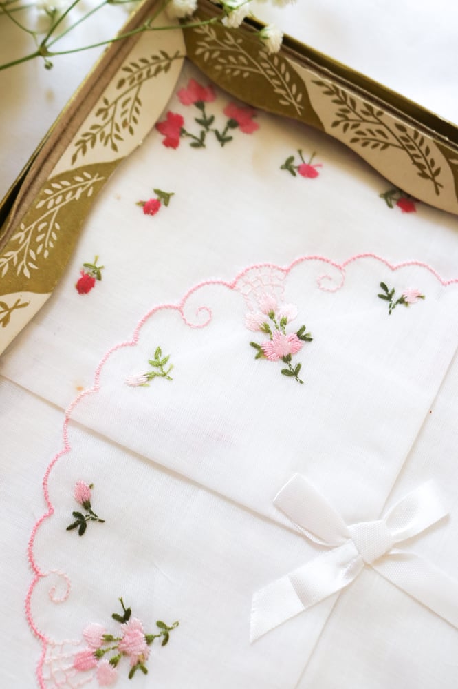 Image of Vintage NIB Set of Two Floral Cotton Tissues Made in Switzerland 