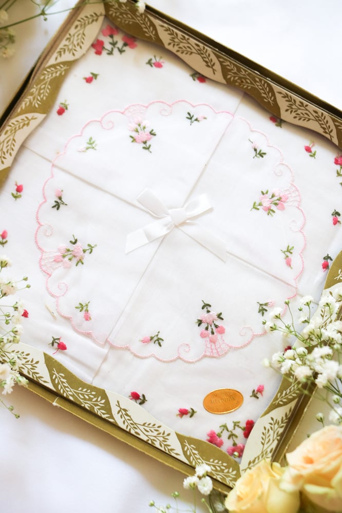 Image of Vintage NIB Set of Two Floral Cotton Tissues Made in Switzerland 