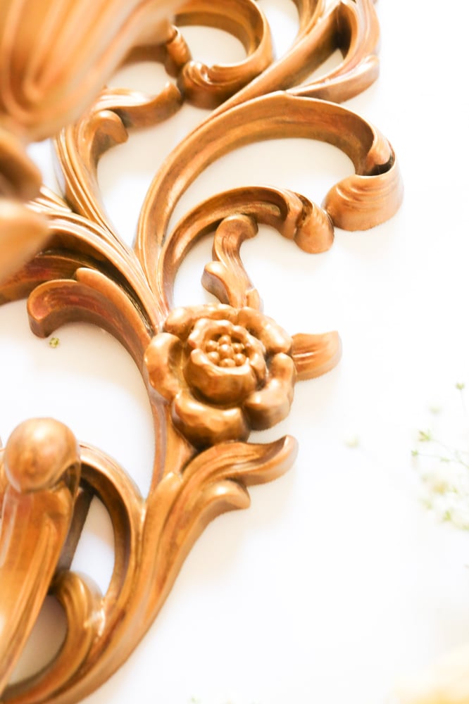 Image of Vintage Syroco Gold Floral Swirling Candle Stick Holder 