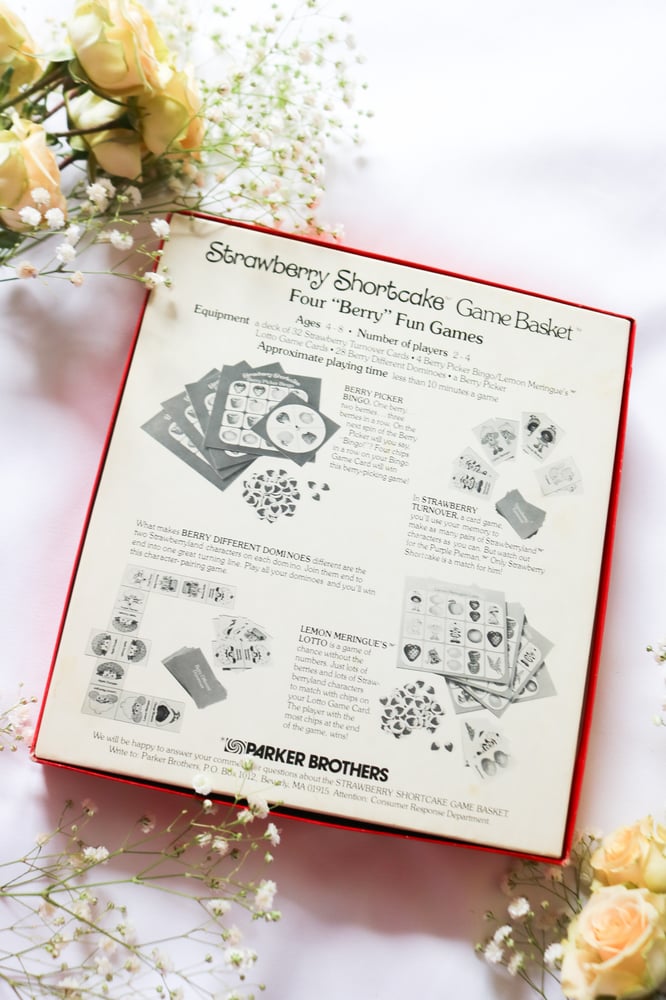 Image of ADORABLE Vintage 1980s Strawberry Shortcake Game Basket Four "Berry" Fun Games