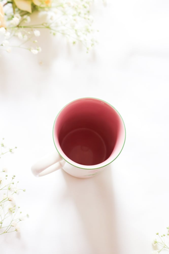 Image of Vintage Avon Pink Rose Ribbon BCA Mug 