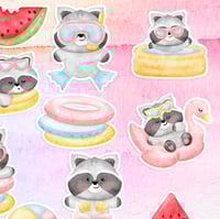 Image 3 of Cute Summer Raccoon Stickers (13 Pack)