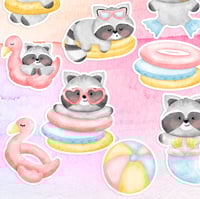 Image 5 of Cute Summer Raccoon Stickers (13 Pack)