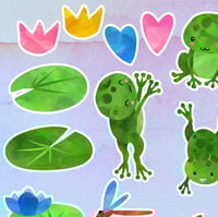 Image 2 of Watercolor Frog Pond Sticker Pack (16 Pieces)