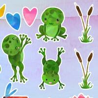 Image 3 of Watercolor Frog Pond Sticker Pack (16 Pieces)