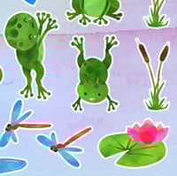 Image 4 of Watercolor Frog Pond Sticker Pack (16 Pieces)
