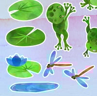 Image 5 of Watercolor Frog Pond Sticker Pack (16 Pieces)