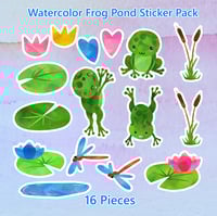 Image 1 of Watercolor Frog Pond Sticker Pack (16 Pieces)