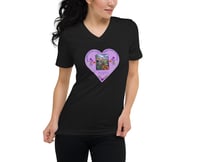 Image 1 of Autumn Cottage Garden - Purple Heart - Black Ladies T-shirt