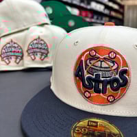 Image 1 of New Era 59Fifty Chrome /Navy/ Orange