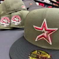Image 1 of New Era 59Fifty Olive Green/ Black/ Metallic Silver/ Metallic Red