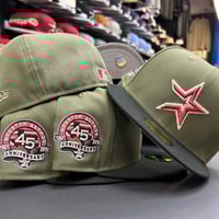Image 2 of New Era 59Fifty Olive Green/ Black/ Metallic Silver/ Metallic Red