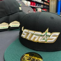 Image 1 of New Era 59Fifty Black/Dark Green/ Metallic Gold