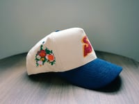 Image 2 of Cream corduroy with navy blue brim 