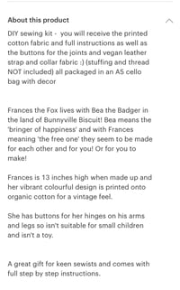 Image 3 of DIY  Kit Frances the Fox
