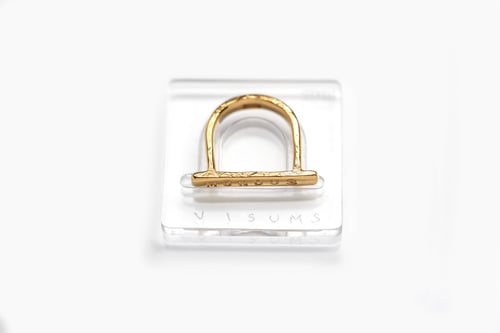 Image of plain gold plated silver ring with inscription in Latin