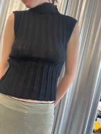Image 7 of Mohair ribb knitted top black 