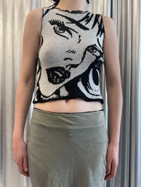 Image 1 of Merino wool knitted top Pop-Art black and white 