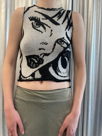 Image 7 of Merino wool knitted top Pop-Art black and white 