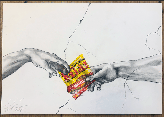 God and Man enjoying Swedish Candy