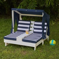 Image 7 of Astaire Double Chaise Lounge - Navy & Ivory