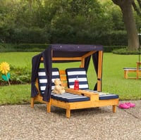 Image 3 of Astaire Double Chaise Lounge - Honey & Navy