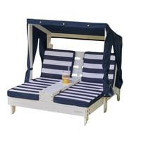 Image 1 of Astaire Double Chaise Lounge - Navy & Ivory
