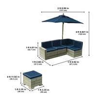 Image 14 of Bardot Sectional With Ottoman & Umbrella - Pebble & Navy