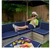 Image 2 of Bardot Sectional With Ottoman & Umbrella - Pebble & Navy
