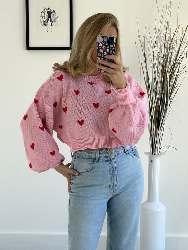 Image of Loveheart pink jumper