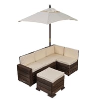Image 1 of Bardot Sectional With Ottoman & Umbrella - Oatmeal 