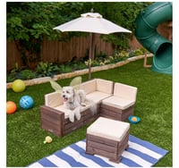 Image 4 of Bardot Sectional With Ottoman & Umbrella - Oatmeal 