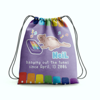 Image 2 of Neil Banging Out the Tunes Drawstring Bag