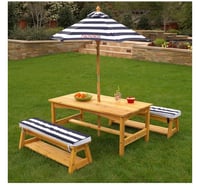 Image 3 of Monroe Patio Set - Navy & Ivory 