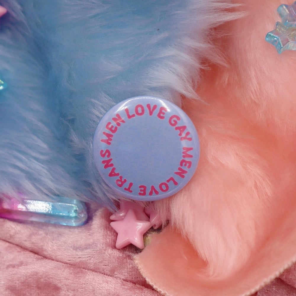 Image of Gay Men Love Trans Men Love Gay Men Button Badge 