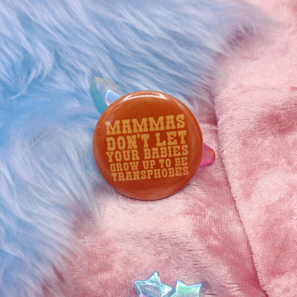Image of Mammas Don't Let Your Babies Grow Up To Be Transphobes Button Badge 