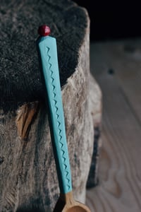 Image 3 of Handcarved Roasted Birch Cooking / Serving Spoon