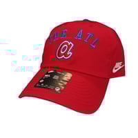 Image 1 of Nike Club Cap Atlanta Braves Hat Cap Mens Adjustable Strap Red The ATL MLB M-L