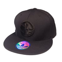Image 2 of Adidas Brooklyn Nets Hat Cap Mens Fitted Size 7-3/4 Blackout Black NBA 100% Wool