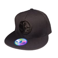 Image 1 of Adidas Brooklyn Nets Hat Cap Mens Fitted 7-5/8 Black NBA Blackout 100% Wool